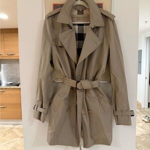 Burberry Mid Length Kensington Trench Coat in Taupe